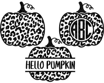 Leopard Pumpkin Monogram Svg Bundle, Pumpkin Svg, Fall Svg, Halloween Svg,Thanksgiving svg,Fall Door Sign,Cricut,Glowforge,Silhouette