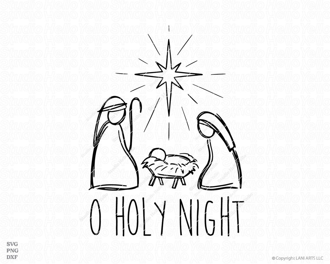 Nativity Scene Svg Png Dxf Hand Drawn Christian Christmas Star Advent ...