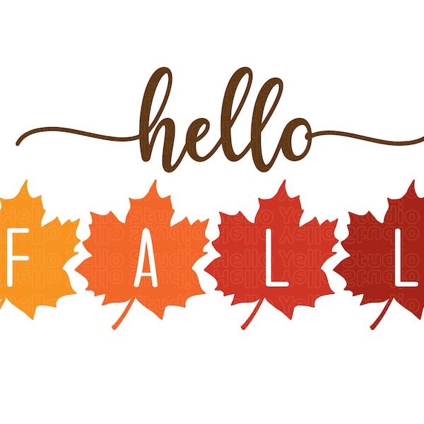 Hello Fall Svg, Fall svg, Fall Door Sign svg, Fall leaves svg, Halloween svg, Hello Fall Png, Thanksgiving svg, Cricut, Silhouette,Glowforge