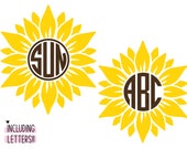 Sunflower Monogram SVG Bundle, Sunflower Svg, Circle Monogram Letters SVG, Monogram Frame Alphabet, Cut File for Cricut, Png, Dxf, Glowforge