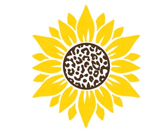 Sunflower SVG, Flower Svg, Leopard Sunflower, Digital Download, Clipart, Distressed Sunflower, Svg File Cricut, Png, Dxf, Silhouette, Cameo