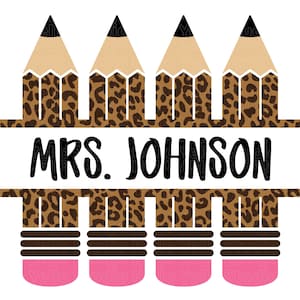 Leopard Pencil Name Frame Svg, Pencil Name Frame Svg, Pencil Split Monogram Frame, Teacher Svg, School Svg, Png, Cricut,Silhouette,Glowforge