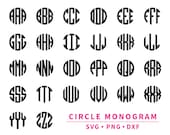 Circle Monogram Letters SVG, Monogram Alphabet, Cut File for Cricut, Glowforge, Silhouette, Digital download, clipart, cut file Svg, Png,Dxf