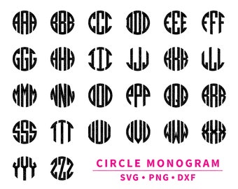 Circle Monogram Letters SVG, Monogram Alphabet, Cut File for Cricut, Glowforge, Silhouette, Digital download, clipart, cut file Svg, Png,Dxf