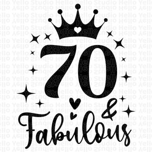 Svg de 70 cumpleaños, 70 cumpleaños, svg de cumpleaños, svg de camisetas de 70 cumpleaños, PNG, DXF, archivo de corte para Cricut, Silhouette, Glowforge, regalo, escuadrón