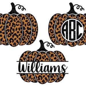 Halloween Leopard Pumpkin SVG Bundle, Thanksgiving Pumpkin Svg,Pumpkin Svg,Halloween Svg,Pumpkin Monogram Frame,Cricut,Silhouette,Glowforge image 2
