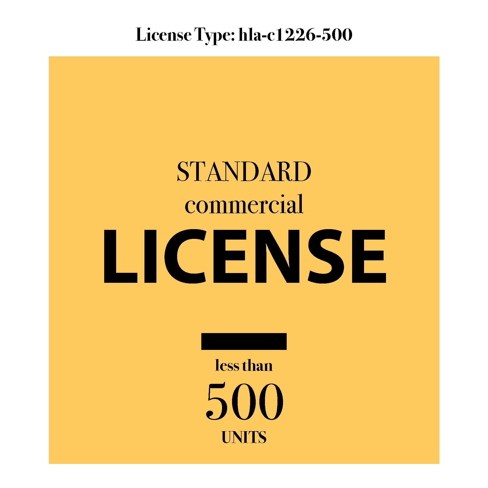 Commercial License | LICENSE TYPE: hla-c1226-500 | 500 Units • Standard