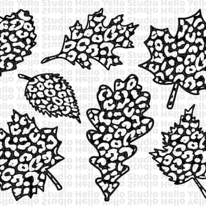 Hojas de otoño Svg, Otoño svg, Hoja de otoño svg bundle, Otoño png, dxf, clipart, Archivos cortados para Cricut, Archivos Glowforge, Silueta, Halloween svg, Leopard
