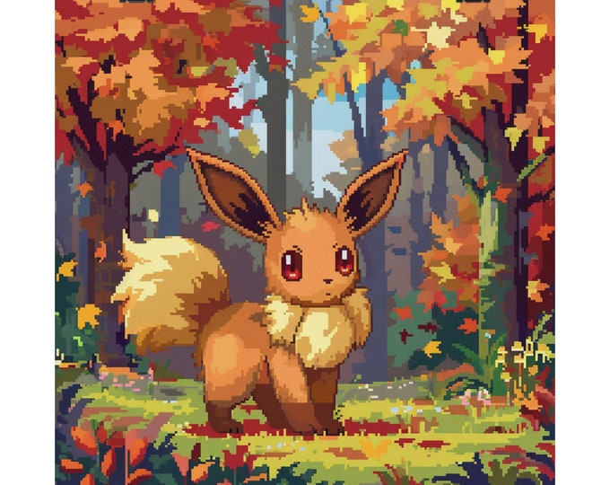 Poke in Fall - Pixel art poster