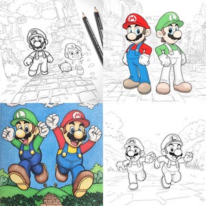 Printable Super Mario Coloring Pages: Adult and Kids - Digital Download