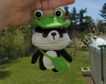 Porte-clés amigurumi shiba inu noir avec goutte à goutte forgé