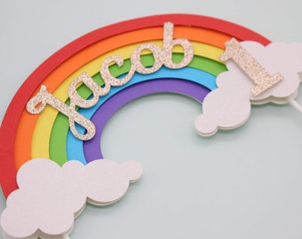 Personalised Large Rainbow Cake Topper, Custom Name, Birthday, First Birthday Party