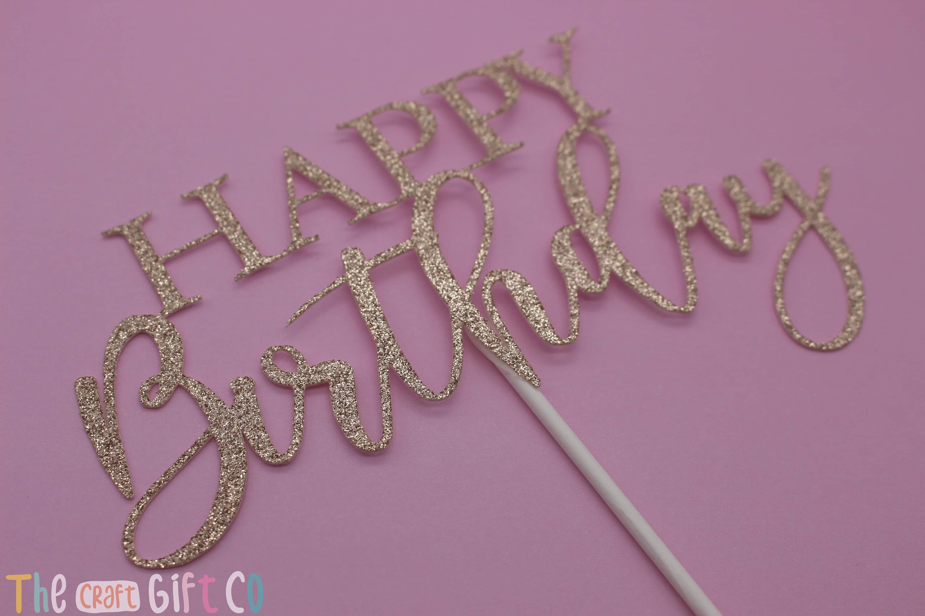 Rose Gold Glitter Happy Birthday Cake Topper - Etsy