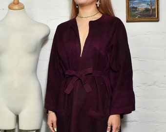 Vintage 1960's "Jean Muir" Aubergine Suede Dress