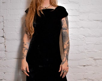 1930s Black Silk Velvet Gown 30s Black Silk Velvet Evening Dress Small ...