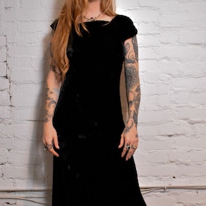 Vintage 1930s Silk Velvet Black Gown