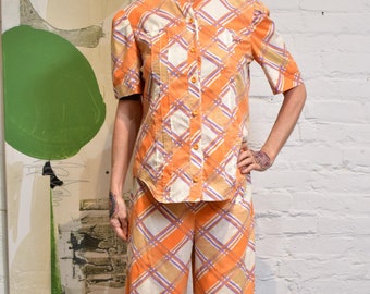 Vintage 1970s Plaid Two Piece Set