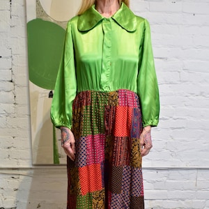 Vintage 1970s Bell Bottom Wide Leg Jumpsuit Quilted