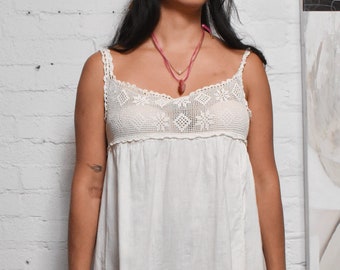 Robe babydoll en coton au crochet antique