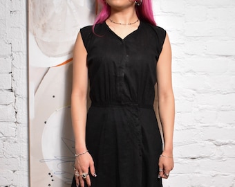 Vintage Antique Black Cotton Dress