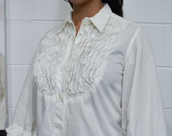 Vintage 70s White Prairie Blouse