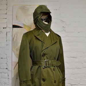 Vintage WWII USA Field Trench Coat with Balaclava