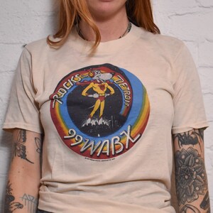 RARE Vintage 1970s WABX Radio Station Detroit Rocks T-shirt