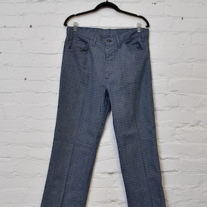 Vintage 1970s Levis Sta-Prest Blue Plaid Trousers