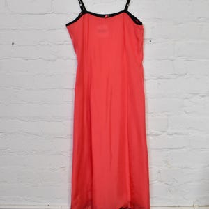 Vintage Bright Pink and Black Silk and Lace Slip