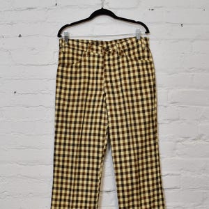 Vintage 1970s Levis Sta-Prest Brown Check Flared Trousers