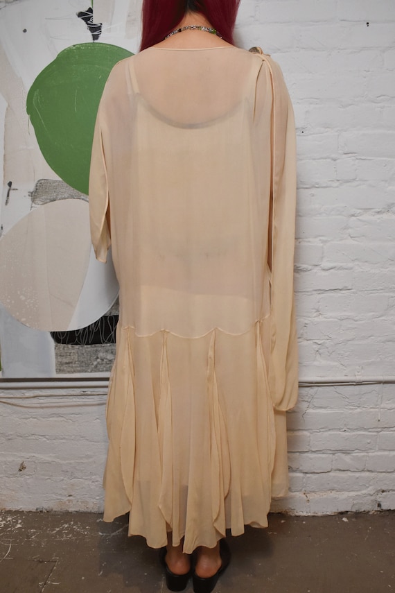 Vintage 1920s Cream Semi-Sheer Mesh Dress - image 2