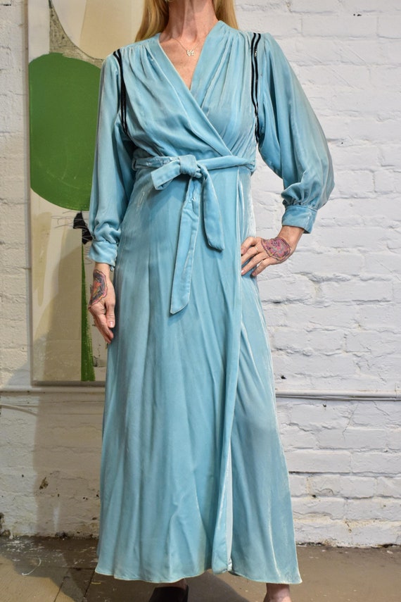 velvet light blue dress BABARONI One Shoulder Sheath Velvet Gown Dusty Blue Plus Size, Dusty Blue / US18