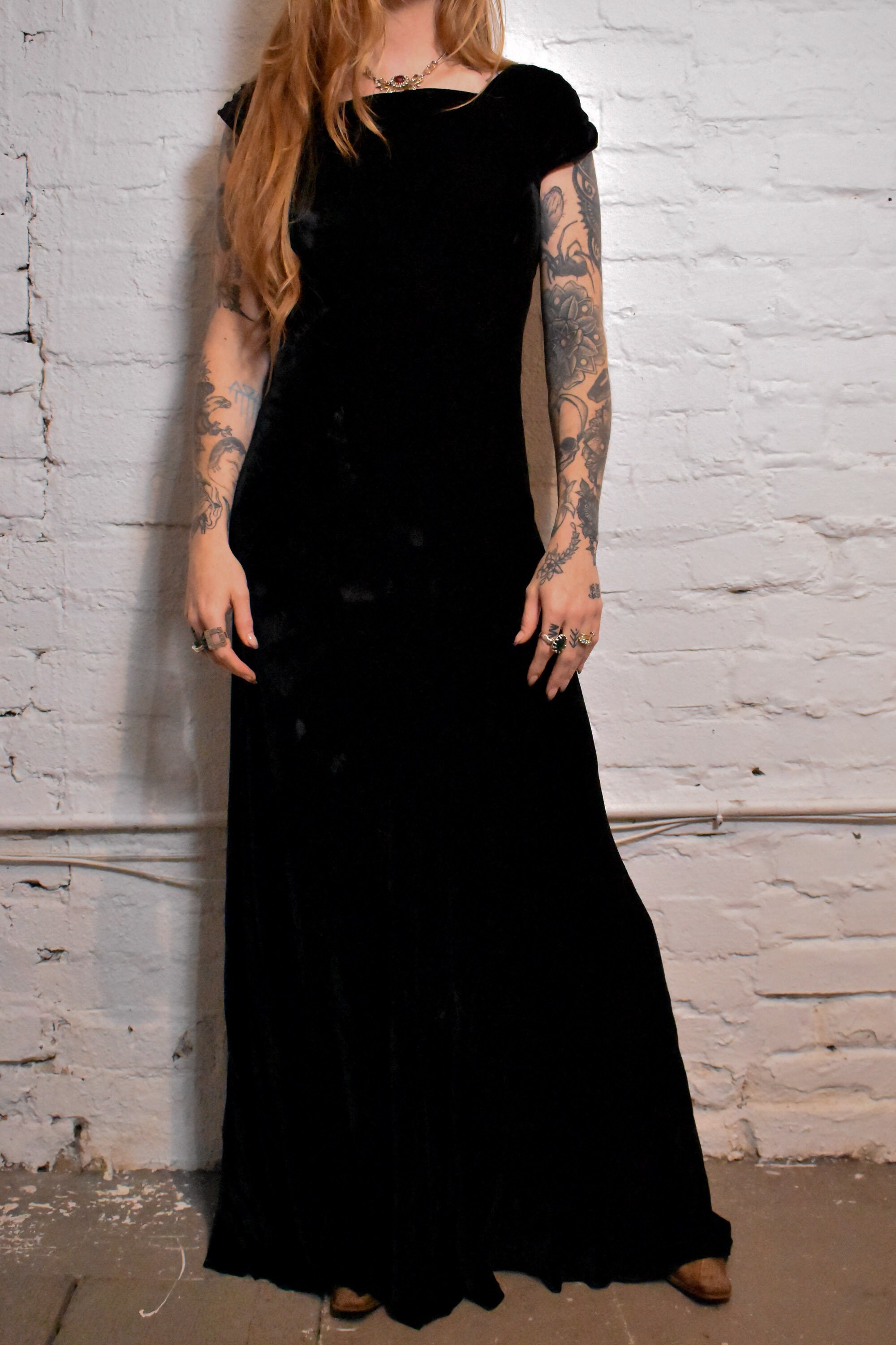 Vintage 1930s Silk Velvet Black Gown - Etsy