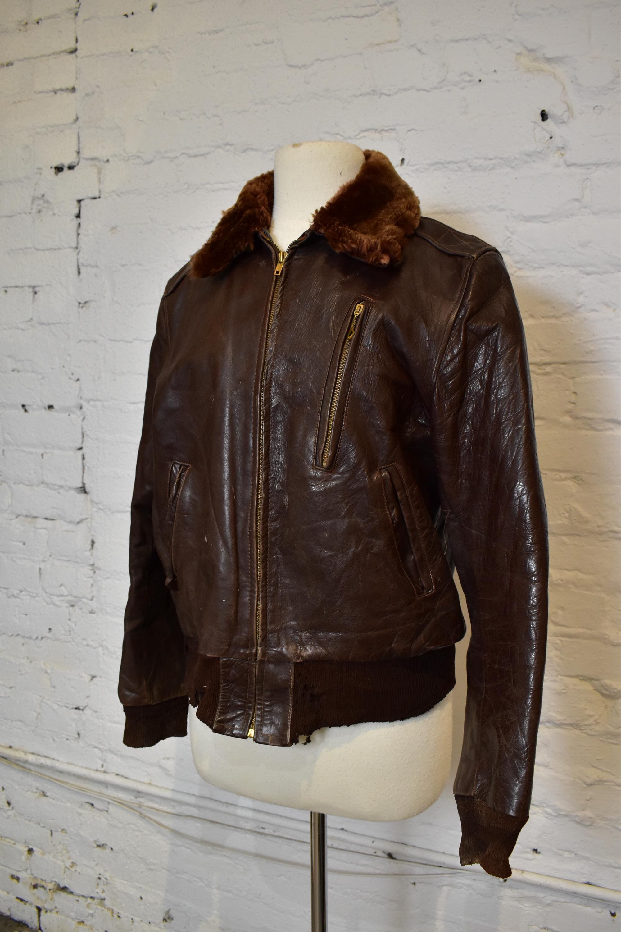 50s leather jacket - Etsy 日本