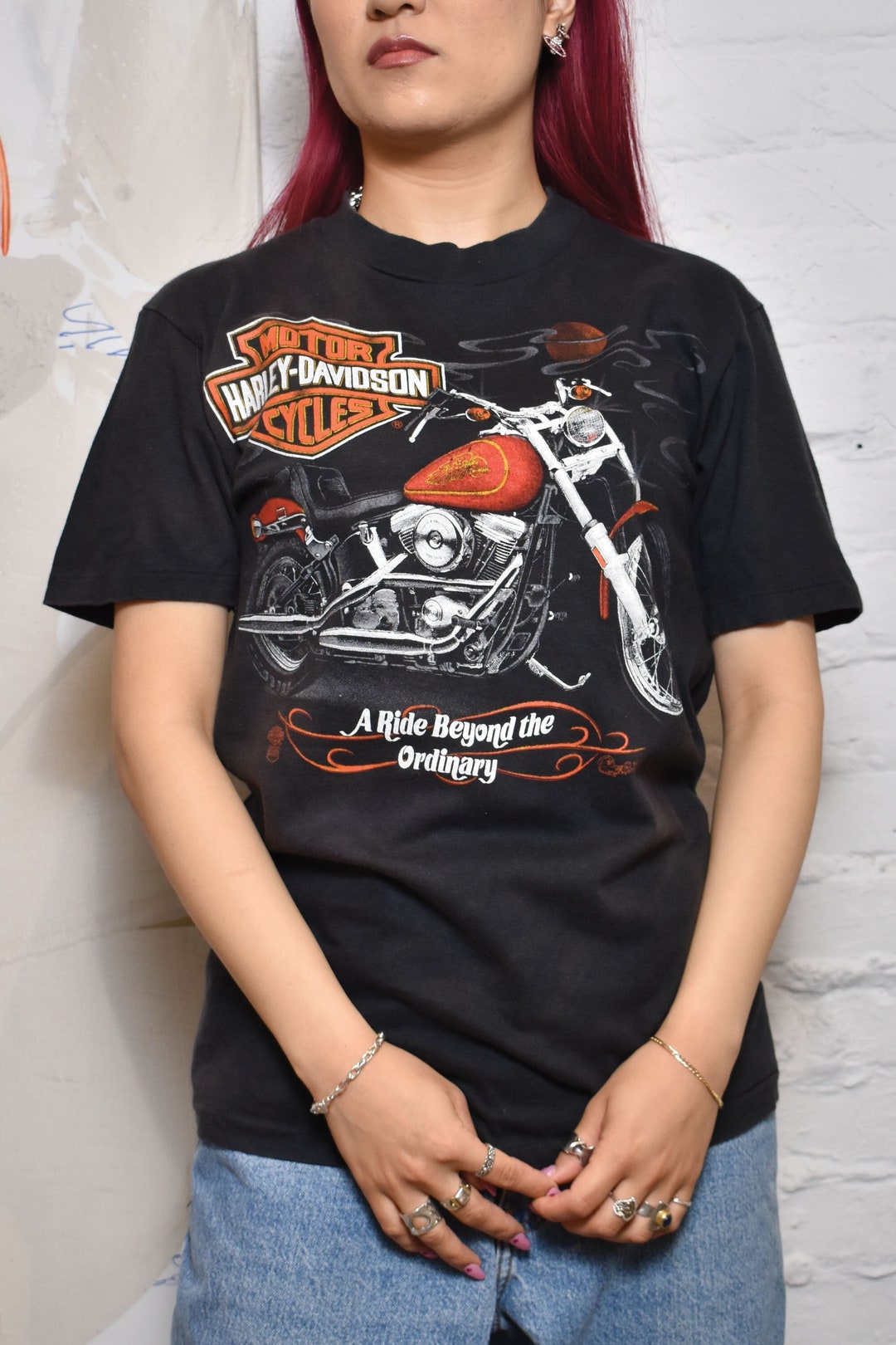 T-shirt Vintage Harley Davidson 1986 - Redwood Run 9ème Annuel - Taille XL - Occasion Très Bon état
