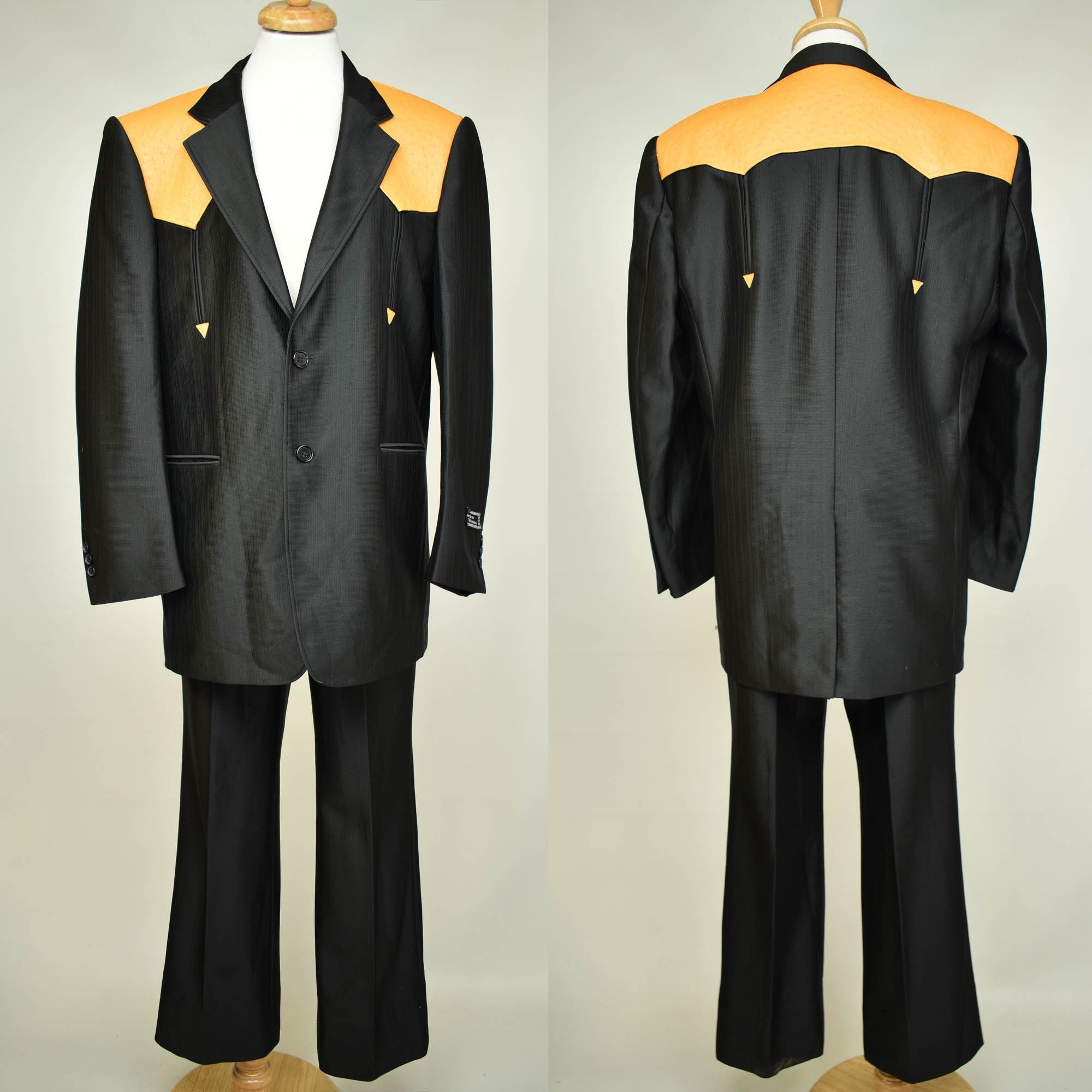 Vintage Western Two Piece Suit With Faux Ostrich Details