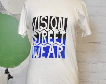 Vintage 90s Vision Street Wear T-shirt: Blue Skater Tee, Made in