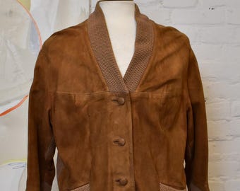 Vintage 50er Jahre Wildleder Cardigan Jacke