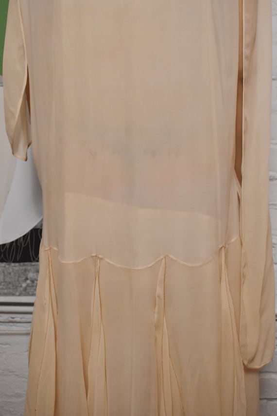 Vintage 1920s Cream Semi-Sheer Mesh Dress - image 6