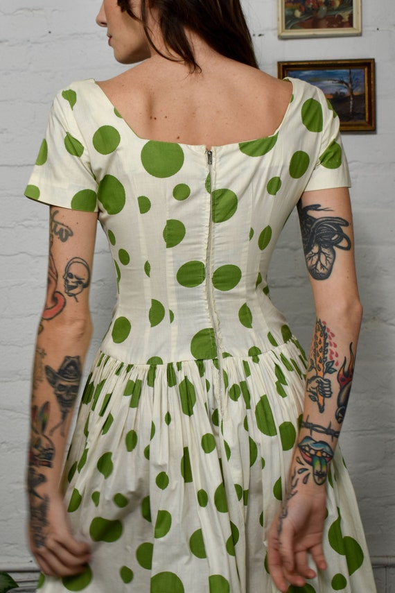 Fifties Cotton Polka Dot Day Dress - image 3