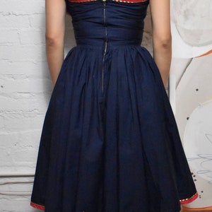 Vintage 1960s Navy Blue With Studded Strapless Dress image 2
