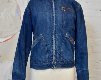 Vintage BIG SMITH Denim Jacket 1950s 50s Jeans Indigo Workwear