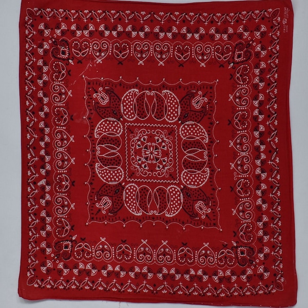 Vintage "Fast Color" Red Trunk Up Paisley Bandana
