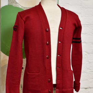 Vintage 1950s Varsity Letterman Burgundy Cardigan
