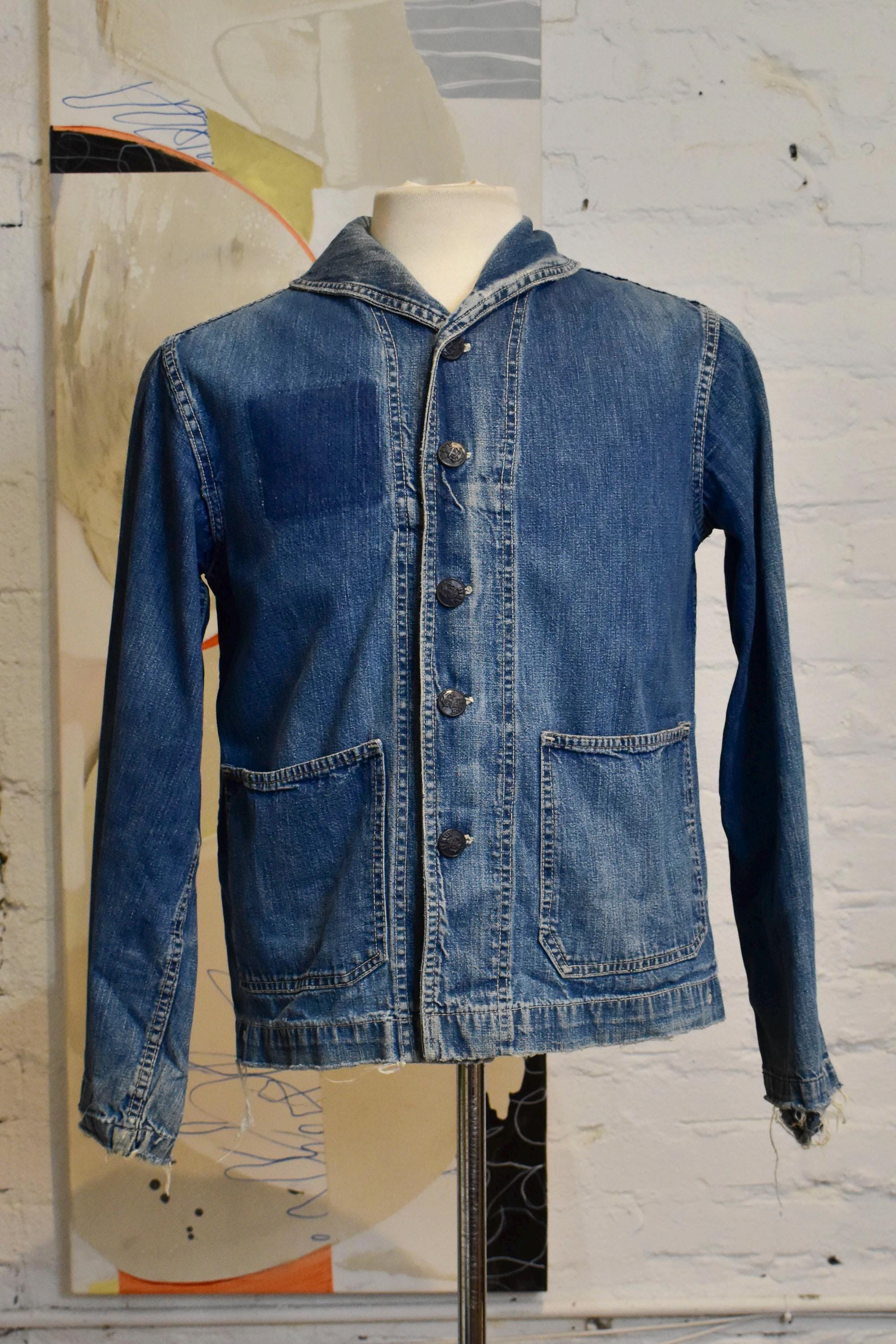 ジャケット・アウター 40's US NAVY Shawl Collar Denim Coverall 40's] WWⅡ U.S.Navy Shawl Collar Denim Coverall