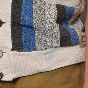 Vintage 1960s Roytex Striped Short Sleeve Towel Textured Cardigan image 3