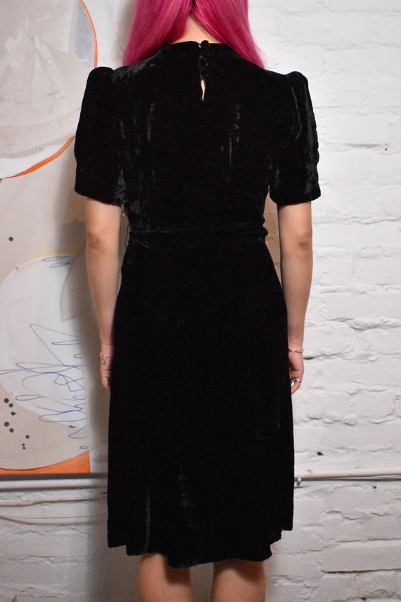 Vintage 1930s/40s Black Silk Rayon Velvet Dress - image 2