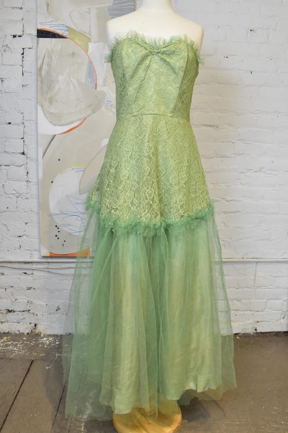 50s Dresses Light Green 1950s Halterneck Mint Satin Dress Women