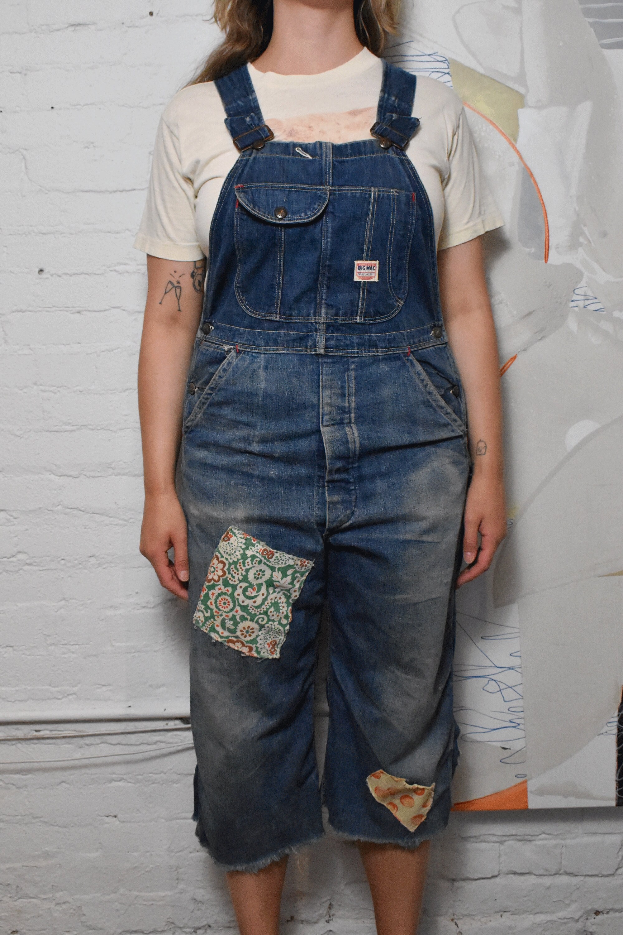 goldvintagestar 50s Vintage TUF Nut Striped Hickory Sanforized Denim Workwear Chore Bib Overalls