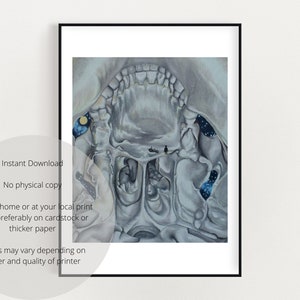 Digital Print Skull Cave Fantasy Anatomy Series Colored Pencil Drawing Available in 4x5, 6x8, 11x14, 8x8, 8x10, 4x6 inches